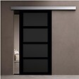 GD MENUISERIES - Porte Coulissante Telia noir 4 panneaux H204 x L83 cm, Rail Alu - vignette