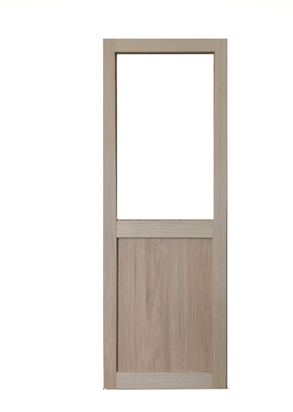 GD MENUISERIES - Porte Coulissante Atelier placage chene Vitrée H204 x L73 cm - large