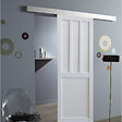 GD MENUISERIES - Porte Coulissante Atelier 2 Panneaux Blanc H204 x L83 cm, Rail Alu - vignette