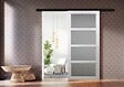 GD MENUISERIES - Porte Coulissante Tana blanc Vitrée H204 x L73 cm, Rail Alu bandeau noir - vignette
