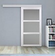 GD MENUISERIES - Porte Coulissante Kenya blanc Vitrée H204 x L93 cm, Rail Alu - vignette