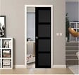 GD MENUISERIES - Porte Coulissante Telia noir 4 panneaux H204 x L73 + SYSTEME de galandage et kit finition inclus - vignette
