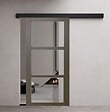 GD MENUISERIES - Porte Coulissante Gris Taupe RAL 7006 Vitrage transparent H204 x L73 cm, Rail Alu Bandeau noir - vignette