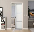 GD MENUISERIES - Porte Coulissante Greyria Gris Clair Vitrée H204 x L93 cm, Galandage, kit finition - vignette