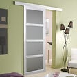 GD MENUISERIES - Porte Coulissante Tana blanc Vitrée H204 x L83 cm, Rail Alu - vignette