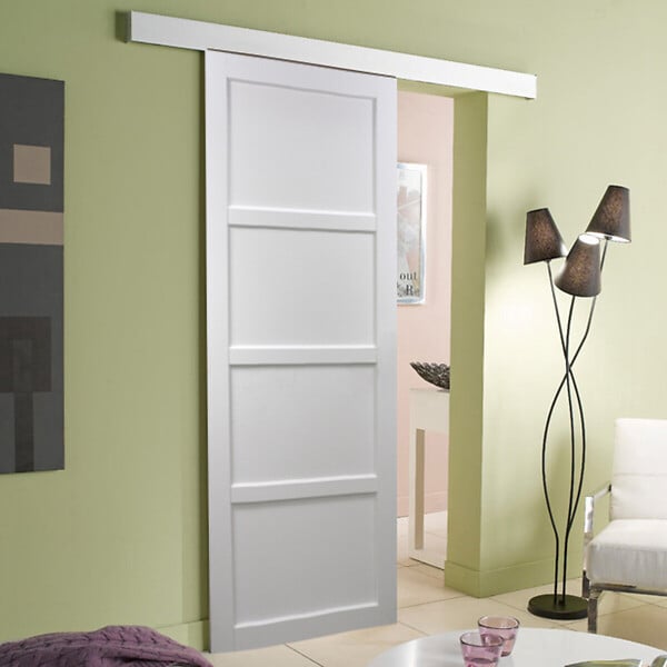 GD MENUISERIES - Porte Coulissante Tamera blanc 4 panneaux H204 x L73 cm, Rail Alu - large
