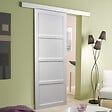 GD MENUISERIES - Porte Coulissante Tamera blanc 4 panneaux H204 x L73 cm, Rail Alu - vignette