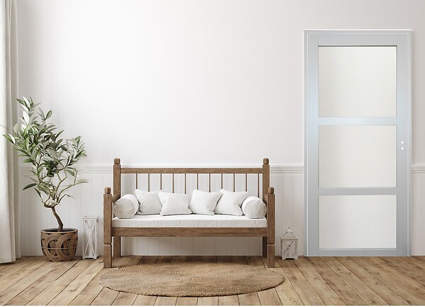 GD MENUISERIES - Bloc Porte Greyria Gris Clair Vitrée H204 x L73 cm Côte Tableau P.Gauche - large