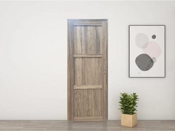 GD MENUISERIES - Bloc Porte bois Frake 3 Panneaux H204 x L83 cm Côte Tableau P.Gauche - large
