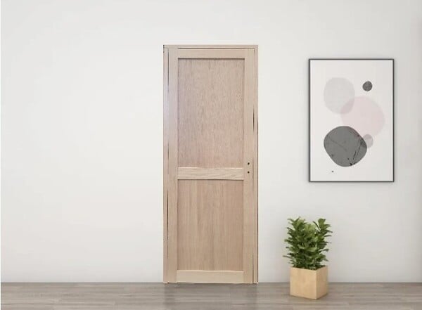 GD MENUISERIES - Bloc Porte Atelier 2 Panneaux chene H204 x L73 cm Côte Tableau P.Gauche - large