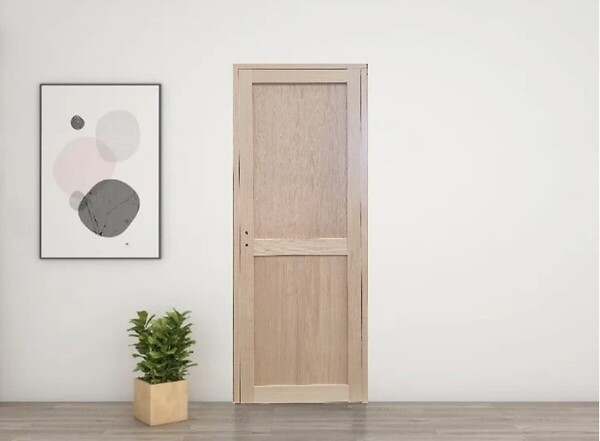 GD MENUISERIES - Bloc Porte Atelier 2 Panneaux chene H204 x L73 cm Côte Tableau P.Droit - large