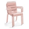 OVIALA - Ensemble table de jardin et 8 fauteuils en métal rose poudré - Palavas - vignette