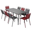 OVIALA - Ensemble table de jardin et 8 chaises en métal gris et pourpre - Palavas - vignette