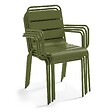 OVIALA - Ensemble table de jardin et 8 fauteuils en métal vert Kaki - Palavas - vignette