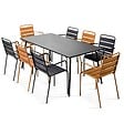 OVIALA - Ensemble table de jardin et 8 fauteuils en métal caramel - Palavas - vignette