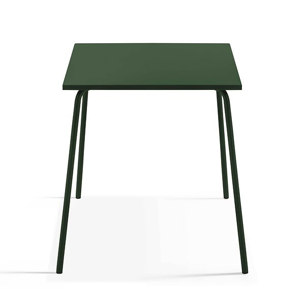 OVIALA - Table de jardin carrée en métal 70 cm 4 places vert forêt - Palavas - large