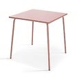 OVIALA - Table de jardin carrée en métal 70 cm 4 places rose poudré - Palavas - vignette