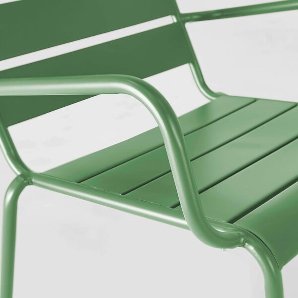OVIALA - Fauteuil relax et repose pied en métal vert cactus - Palavas - large