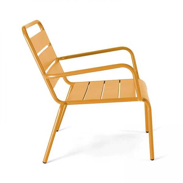 OVIALA - Fauteuil relax et repose pied en métal jaune - Palavas - large