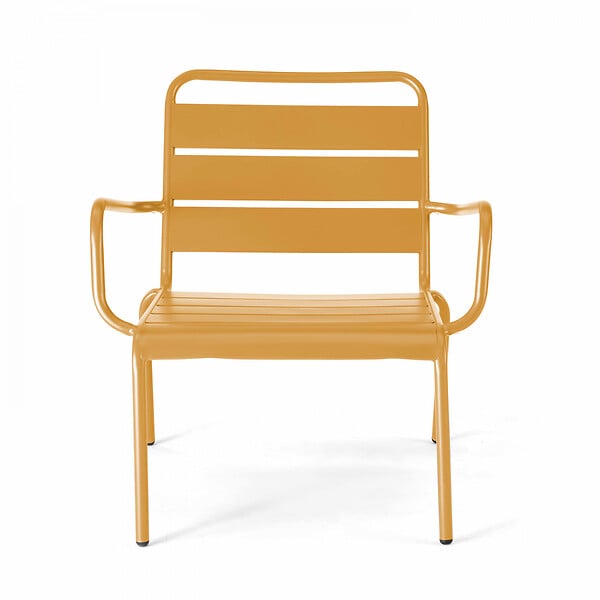 OVIALA - Fauteuil relax et repose pied en métal jaune - Palavas - large