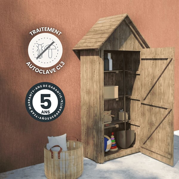 FOREST STY - Armoire de jardin bois WISSANT - 0,4 m² - large
