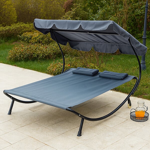 CONCEPT USINE - Transat avec pare-soleil 2 personnes gris ALOHA - large