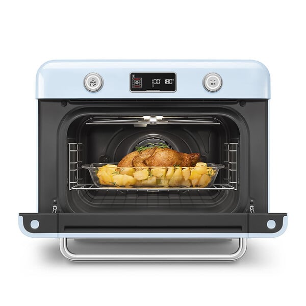 SMEG - Mini Four Combiné Vapeur 1800w Bleu Azur - COF01PBEU - large