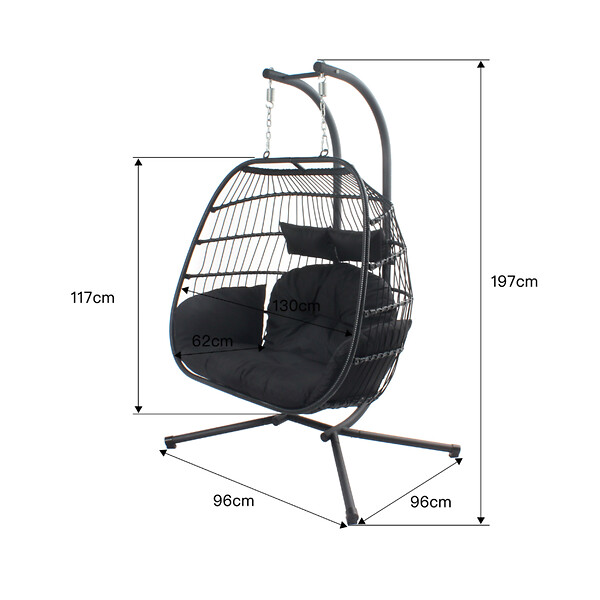 CONCEPT USINE - Fauteuil suspendu 2 places noir FARO - large