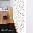 99DECO - Crédence cuisine en aluminium effet terrazzo blanc - 200x20 cm (en 2 bandeaux) - vignette