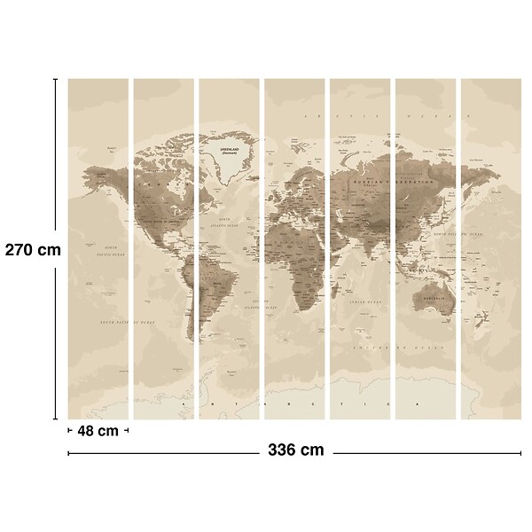 99DECO - Papier peint panoramique - Map Monde - intissé : 150g/m² - 7 lés : 336x270cm - large