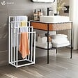 VOUNOT - Porte serviettes sur pied autoportant 4 niveaux blanc - vignette