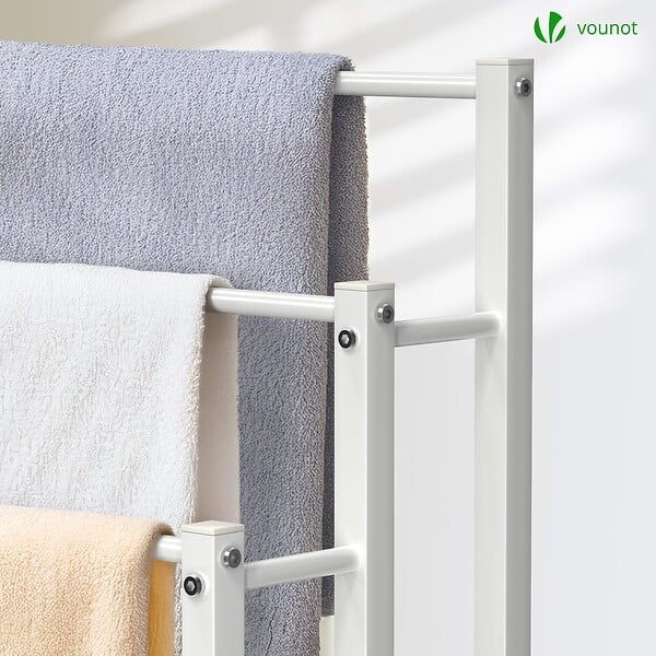 VOUNOT - Porte serviettes sur pied autoportant 3 niveaux blanc - large
