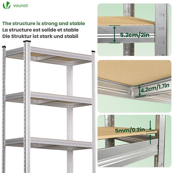 VOUNOT - Lot de 2 Etagères de rangement charge lourde robuste à 5 niveaux 70x30x150cm - large