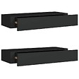 VIDAXL - vidaXL 2x Etagères à Tiroirs Murales Etagères Flottantes Suspendues Supports Muraux Salon Salle de Séjour Maison Intérieur Noir 60x23,5x10 cm MDF - vignette