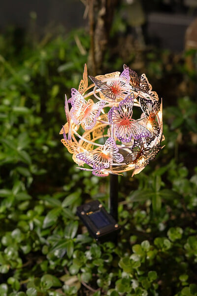 GALIX - Décoration lumineuse solaire Métal Nuée de Papillons 24 LED - large