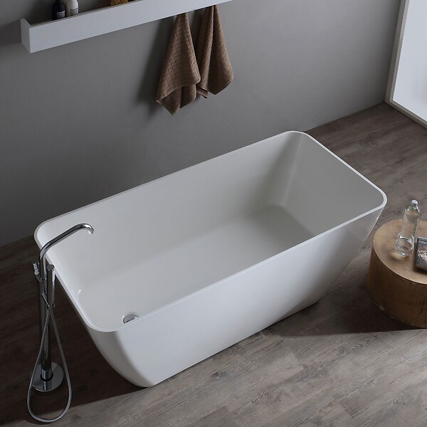 KIAMAMI VALENTINA - Baignoire Îlot Moderne En Marbre Reconstitué | Paola - large