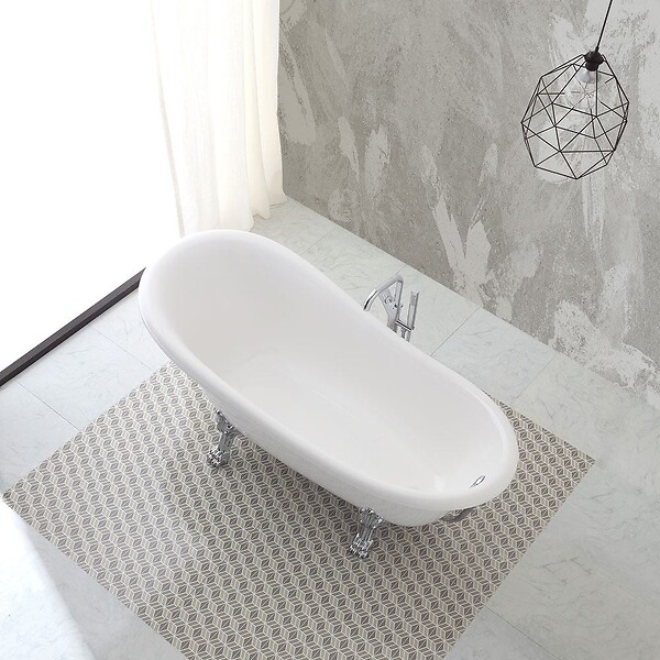 KIAMAMI VALENTINA - Baignoire Îlot Style Classique Sur Pieds Argentés | Romantica - large