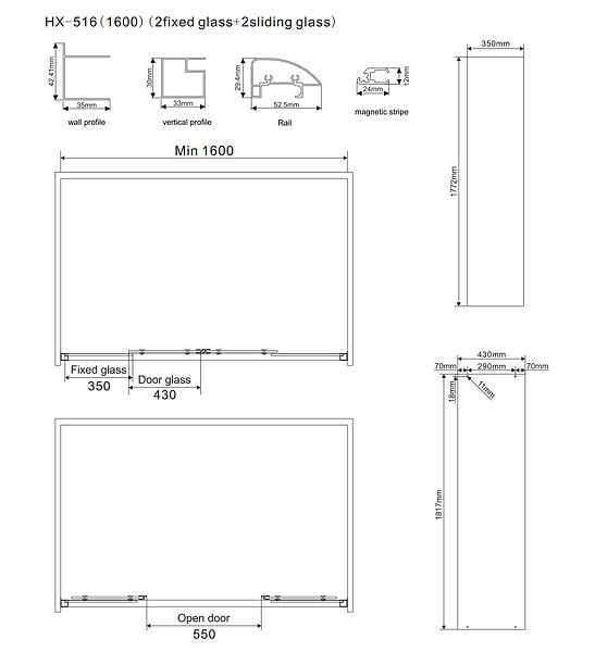 KIAMAMI VALENTINA - Porte Douche 160X80 Cm Pour Remplacement De La Baignoire | Giada - large