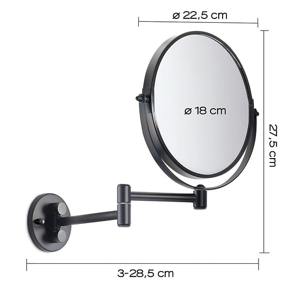 KIAMAMI VALENTINA - Miroir Mural Grossissant En Métal Noir Mat - large