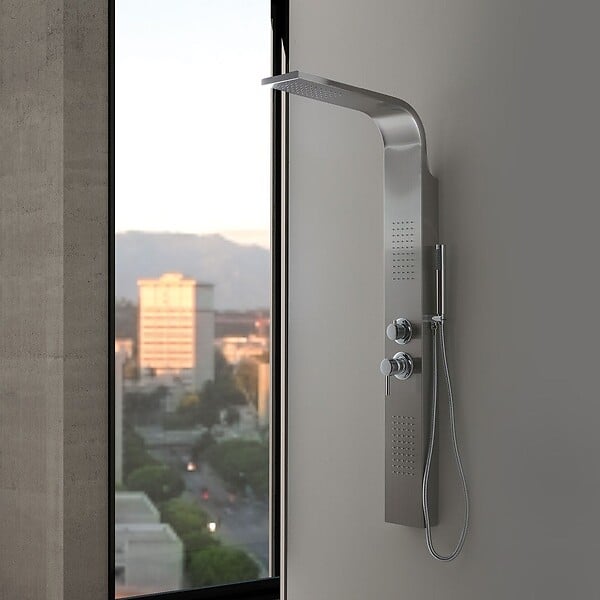 KIAMAMI VALENTINA - Panneau De Douche En Acier Inoxydable Avec Jets Hydromassants Chromés - large