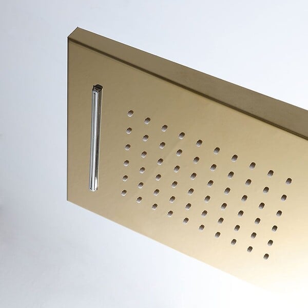 KIAMAMI VALENTINA - Panneau De Douche Or Avec Hydromassage Et Design Moderne Mural H 150Cm - large