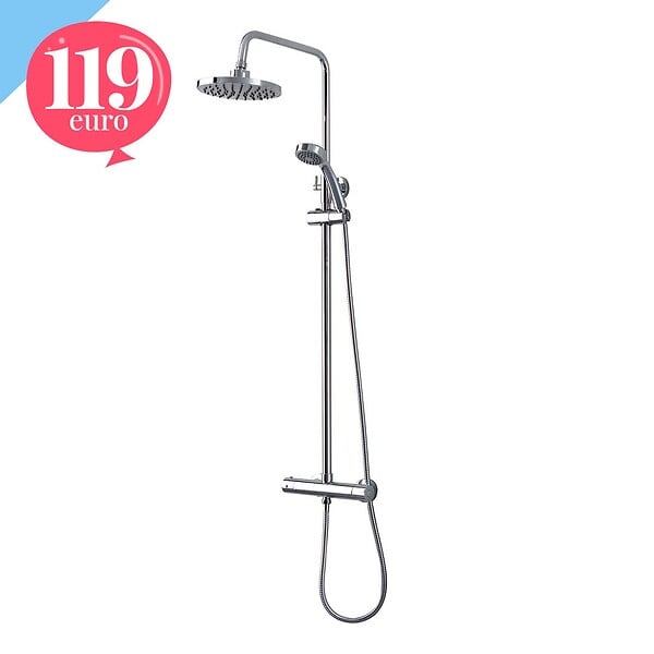 KIAMAMI VALENTINA - Colonne De Douche Ronde En Laiton Chromé Avec Thermostat - large