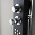 KIAMAMI VALENTINA - Panneau De Douche En Aluminium Noir Avec Hydromassage Et Pommeau De Douche Pluie - vignette