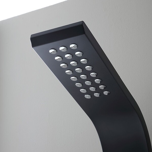 KIAMAMI VALENTINA - Panneau De Douche En Aluminium Noir Avec Hydromassage Et Pommeau De Douche Pluie - large