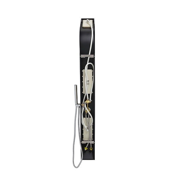 KIAMAMI VALENTINA - Panneau De Douche En Aluminium Noir Avec Hydromassage Et Pommeau De Douche Pluie - large