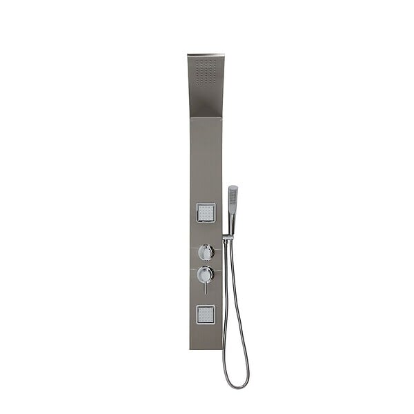 KIAMAMI VALENTINA - Panneau De Douche En Acier Brossé Avec Hydromassage Et Pommeau Supérieur - large