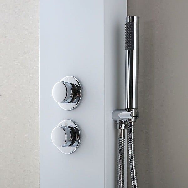 KIAMAMI VALENTINA - Panneau De Douche En Aluminium Blanc Avec Pommeau Et Hydromassage - large