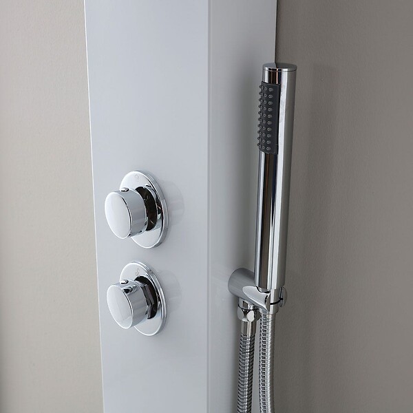 KIAMAMI VALENTINA - Panneau De Douche En Aluminium Blanc Avec Pommeau Et Hydromassage - large