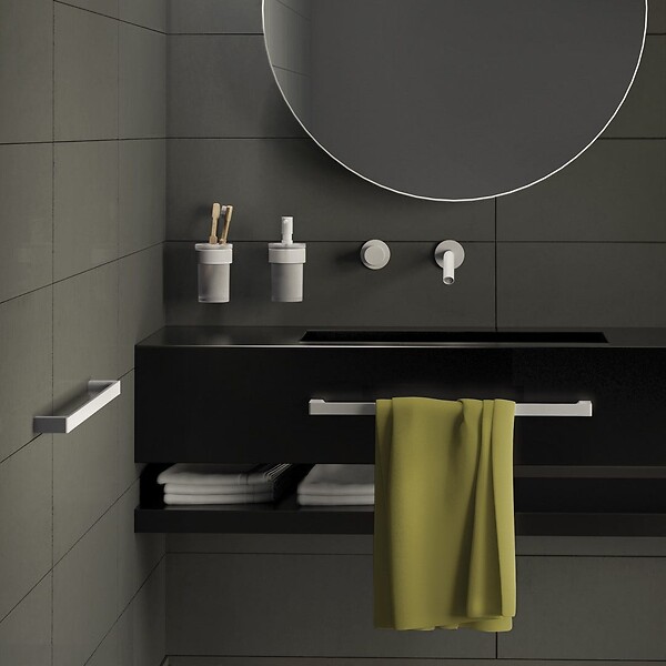KIAMAMI VALENTINA - Porte-Serviettes 60 Cm Blanc Mat Laiton Chromé - Fixation Avec Vis Incluses | Giacinto - large