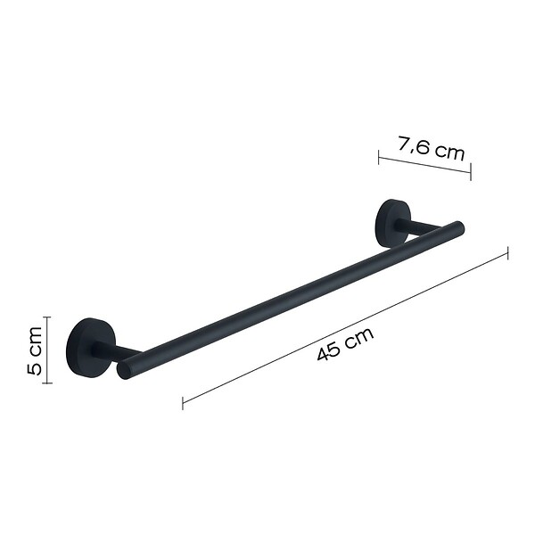 KIAMAMI VALENTINA - Porte-Serviettes 45 Cm Acier Inoxydable Noir Mat Fixation Murale | Violetta - large